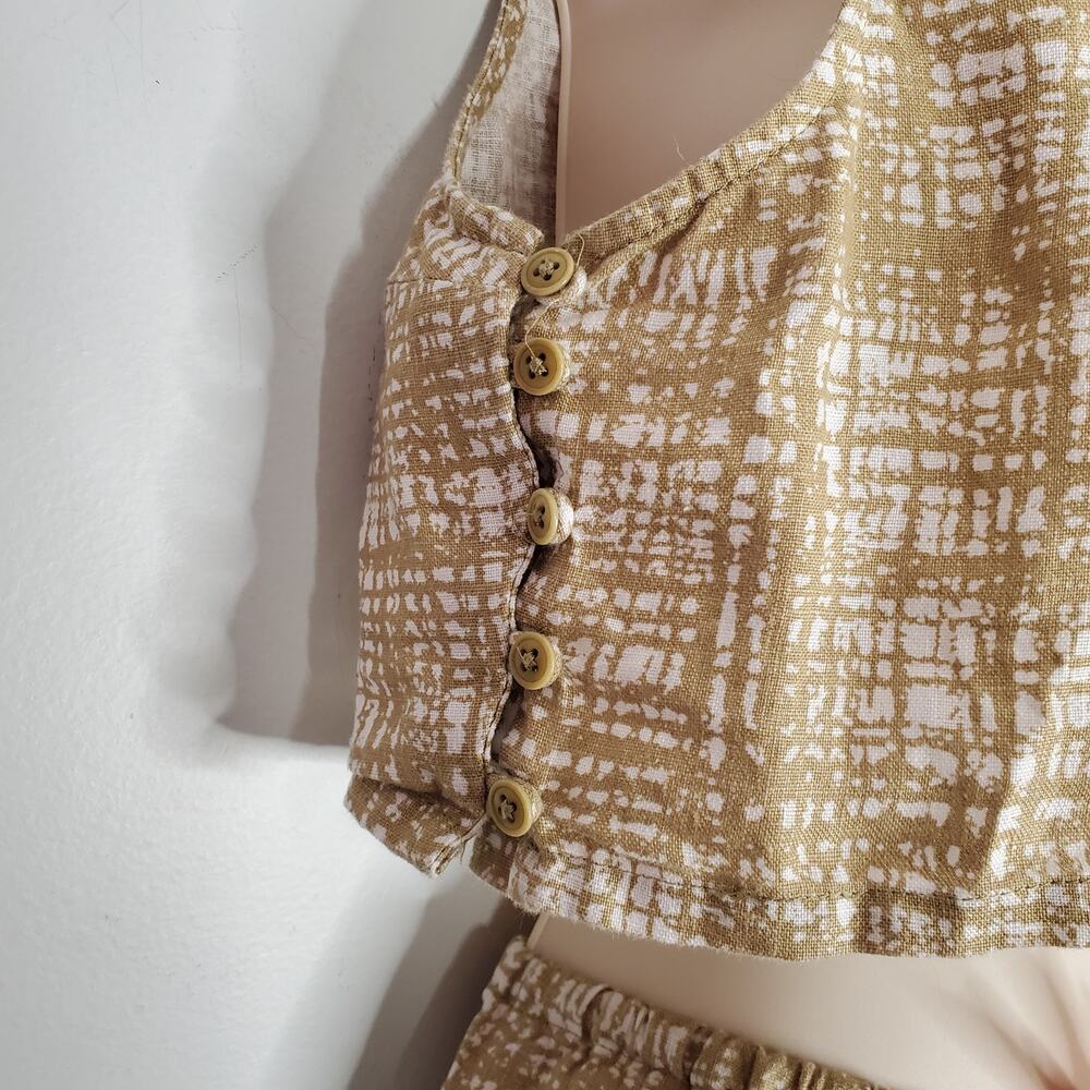 Reformation Amir Two Piece Skirt Set Tan Beige 100% Linen Back Slit Size Medium - Picture 10 of 15